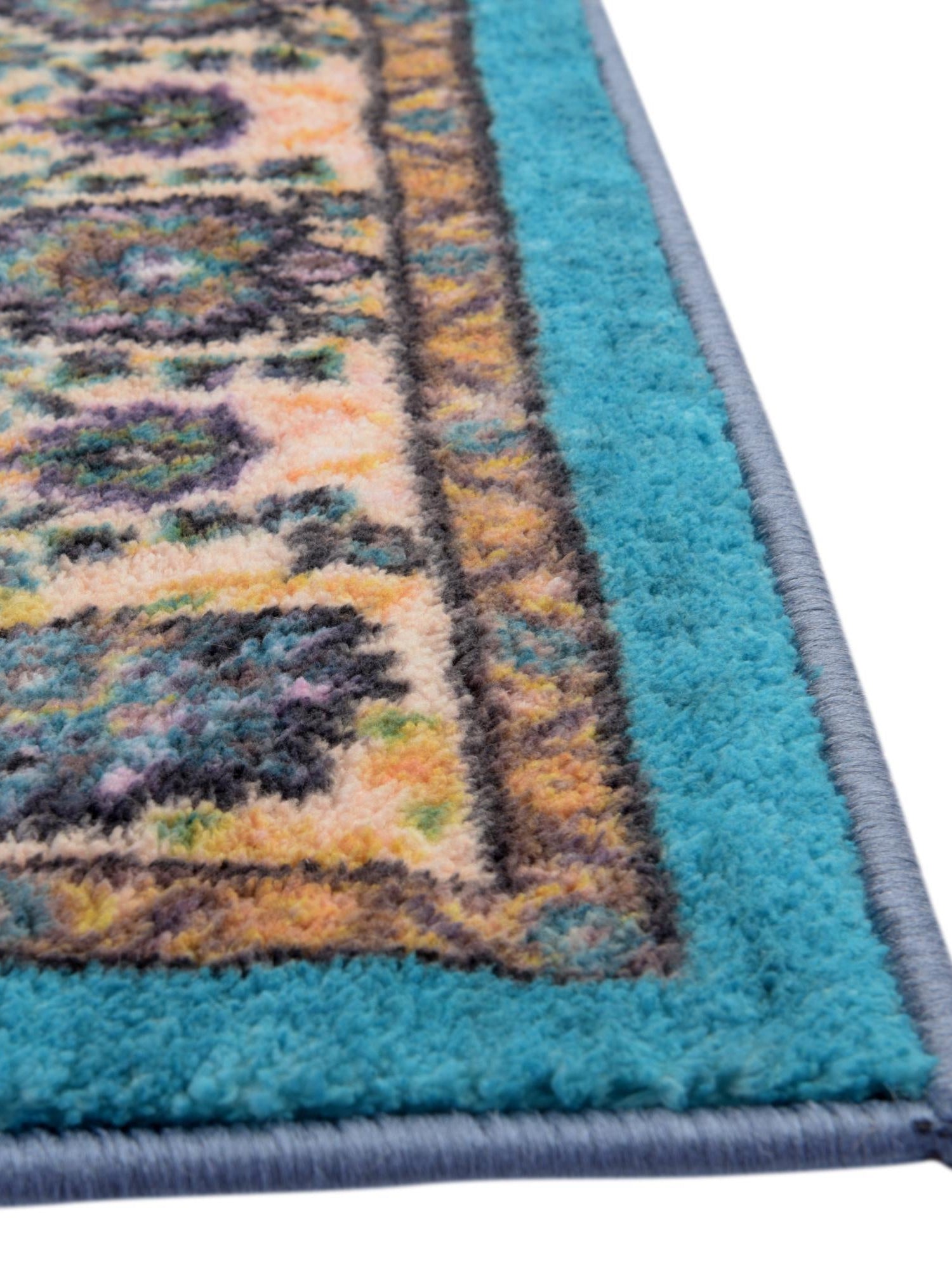 Washable Arctic Aqua Blue 4' 4 x 6' Medina Rectangle Area Rug Easy to Clean Stain Resistant & Durable Polyester Classic Carpet for Home Decor & Design for Sale at Rug Engine