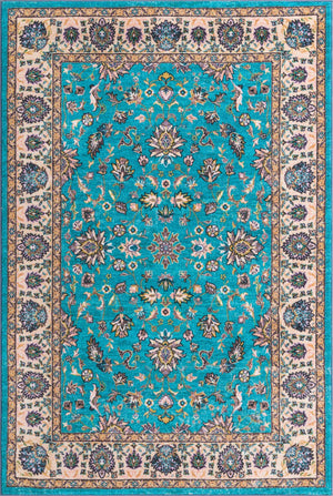 Arctic Aqua Blue 5' 3 x 8' Medina Washable Rectangle Rug