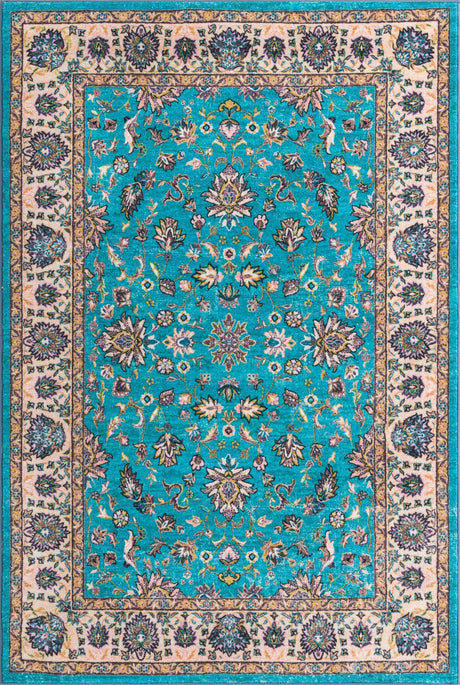 Arctic Aqua Blue 5' 3 x 8' Medina Washable Rectangle Rug