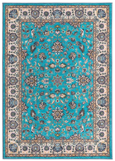 Arctic Aqua Blue 4' 4 x 6' Medina Washable Rectangle Rug