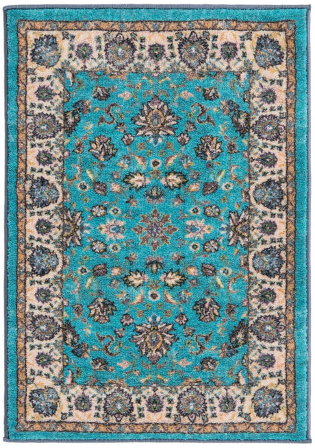 Arctic Aqua Blue 2' 2 x 3' Medina Washable Rectangle Rug