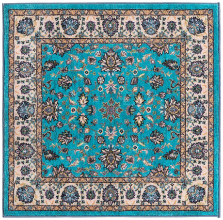 Arctic Aqua Blue 3' 3 x 3' 3 Medina Washable Square Rug
