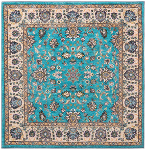 Arctic Aqua Blue 5' 3 x 5' 3 Medina Washable Square Rug