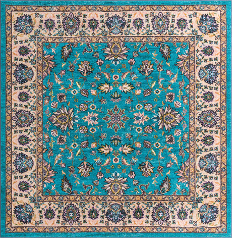 Arctic Aqua Blue 8' x 8' Medina Washable Square Rug