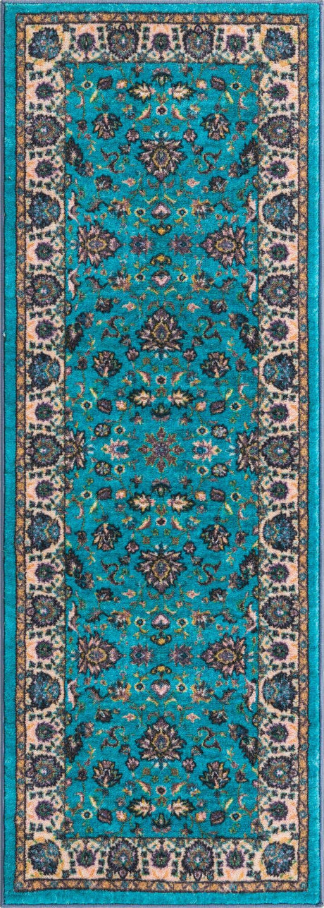 Arctic Aqua Blue 2' 2 x 6' Medina Washable Runner Rug