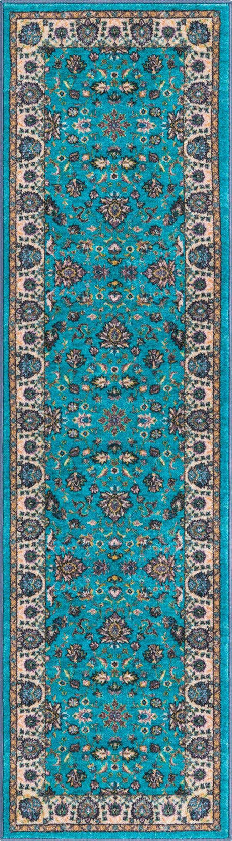 Arctic Aqua Blue 2' 2 x 8' Medina Washable Runner Rug