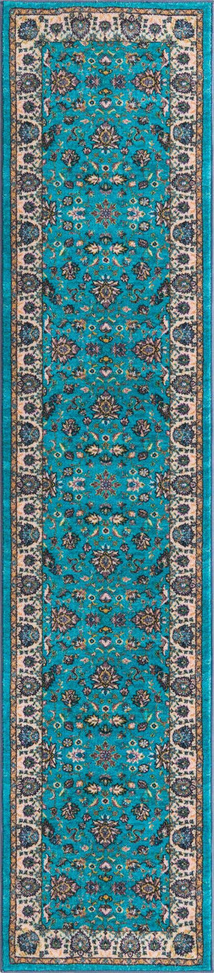 Arctic Aqua Blue 2' 2 x 10' Medina Washable Runner Rug