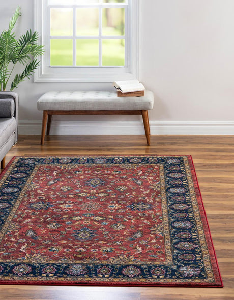Classic Red 4' 4 x 6' Medina Washable Rectangle Rug
