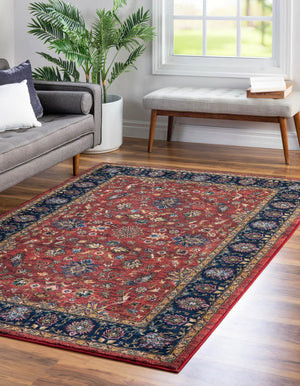 Classic Red 5' 3 x 8' Medina Washable Rectangle Rug