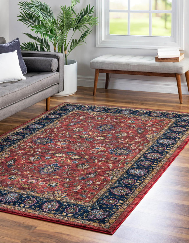 Classic Red 5' 3 x 8' Medina Washable Rectangle Rug