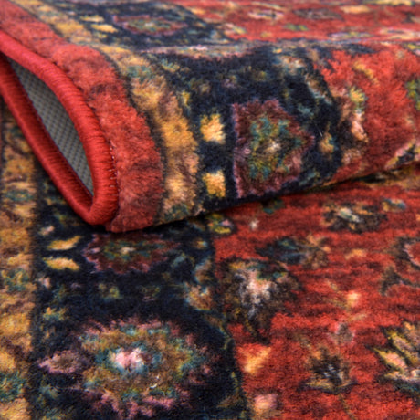 Washable Classic Red 4' 4 x 6' Medina Rectangle Area Rug Easy to Clean Stain Resistant & Durable Polyester Classic Carpet for Home Decor & Design for Sale at Rug Engine