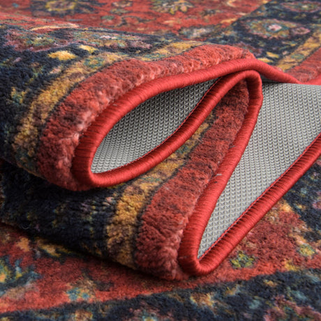 Classic Red 5' 3 x 8' Medina Washable Rectangle Rug