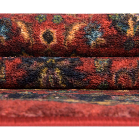 Washable Classic Red 4' 4 x 6' Medina Rectangle Area Rug Easy to Clean Stain Resistant & Durable Polyester Classic Carpet for Home Decor & Design for Sale at Rug Engine