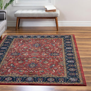 Classic Red 5' 3 x 8' Medina Washable Rectangle Rug