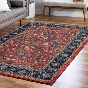Classic Red 5' 3 x 8' Medina Washable Rectangle Rug