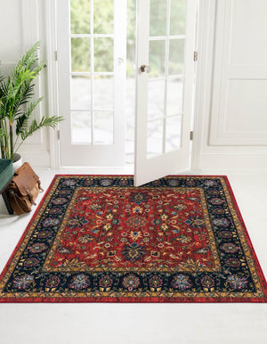 Classic Red 8' x 8' Medina Washable Square Rug