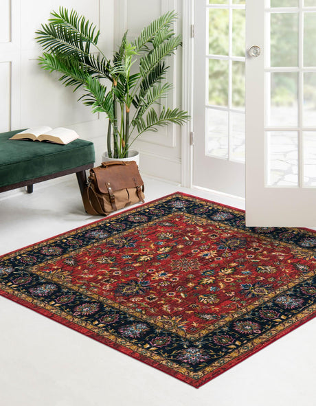 Washable Classic Red 3' 3 x 3' 3 Medina Square Area Rug Easy to Clean Stain Resistant & Durable Polyester Classic Carpet for Home Decor & Design for Sale at Rug Engine