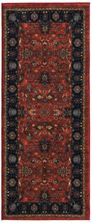 Classic Red 2' 2 x 5' Medina Washable Runner Rug