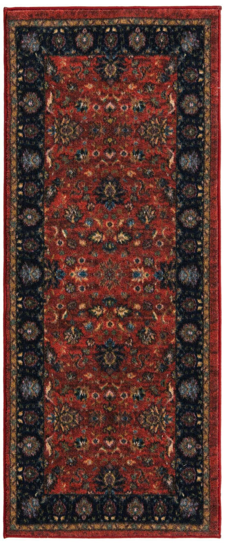 Classic Red 2' 2 x 5' Medina Washable Runner Rug