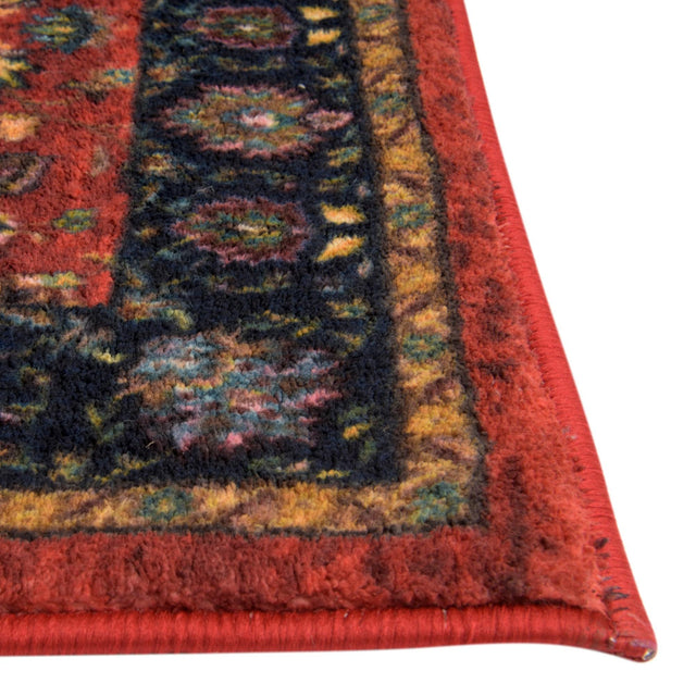 Classic Red 2' 2 x 8' Medina Washable Runner Rug
