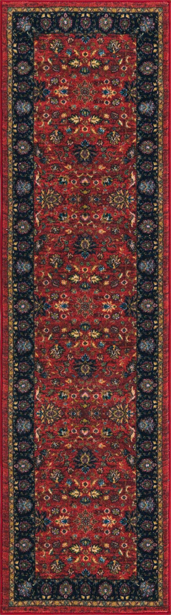 Classic Red 2' 2 x 8' Medina Washable Runner Rug