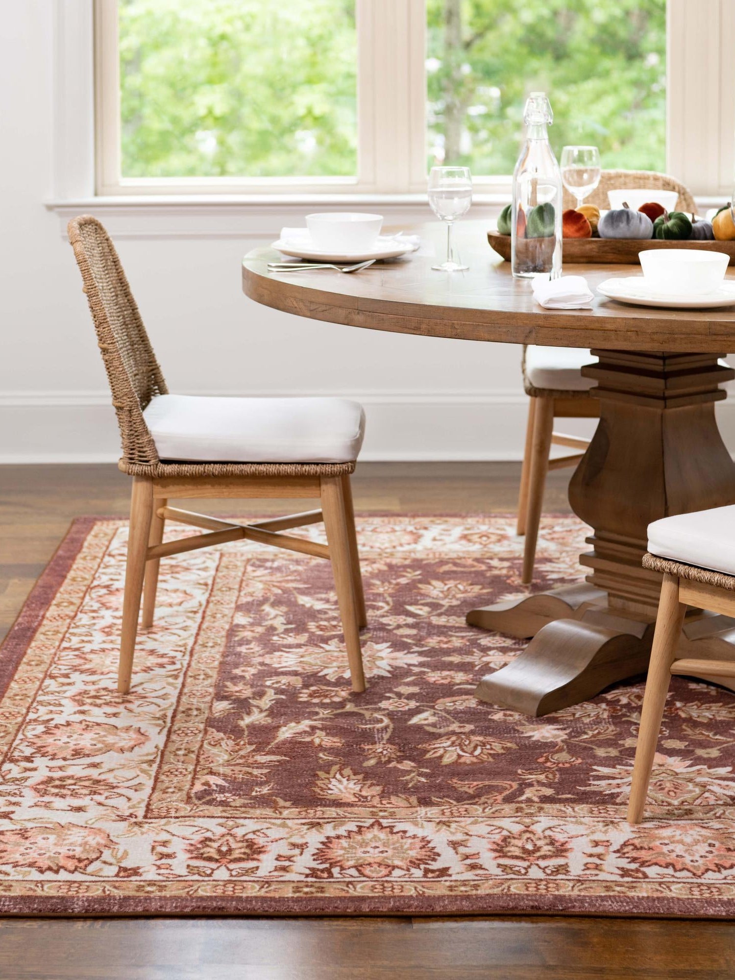 Washable Coffee Brown 7' 10 x 7' 10 Medina Square Area Rug Easy to Clean Stain Resistant & Durable Polyester Classic Carpet for Home Decor & Design for Sale at Rug Engine