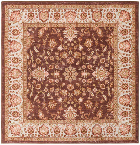 Coffee Brown 8' x 8' Medina Washable Square Rug