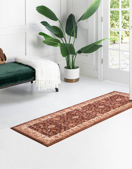 Washable Coffee Brown 2' 2 x 10' Medina Runner Area Rug Easy to Clean Stain Resistant & Durable Polyester Classic Carpet for Home Decor & Design for Sale at Rug Engine