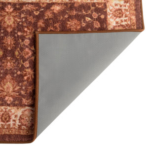 Coffee Brown 2' 2 x 6' Medina Washable Runner Rug