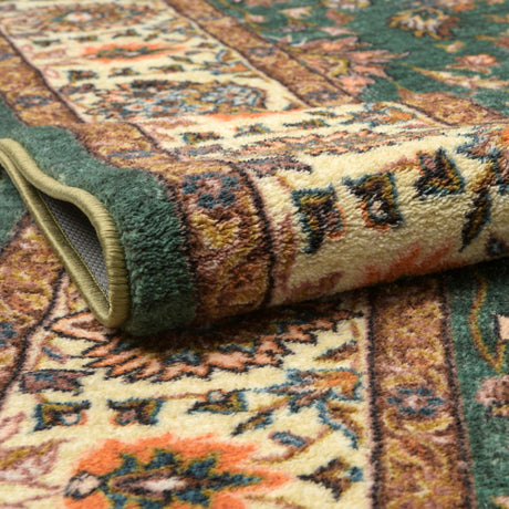 Washable Emerald Green 6' 7 x 9' Medina Rectangle Area Rug Easy to Clean Stain Resistant & Durable Polyester Classic Carpet for Home Decor & Design for Sale at Rug Engine