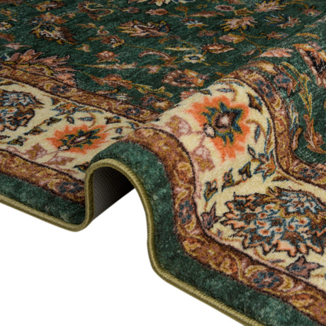 Washable Emerald Green 3' 3 x 3' 3 Medina Square Area Rug Easy to Clean Stain Resistant & Durable Polyester Classic Carpet for Home Decor & Design for Sale at Rug Engine