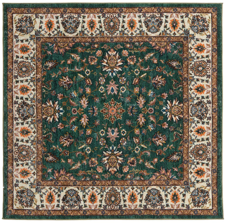 Emerald Green 5' 3 x 5' 3 Medina Washable Square Rug