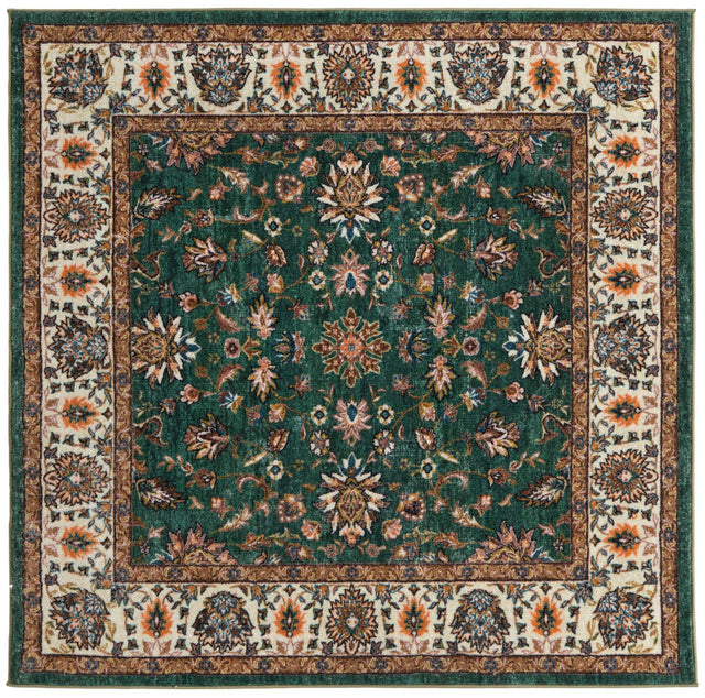 Emerald Green 5' 3 x 5' 3 Medina Washable Square Rug