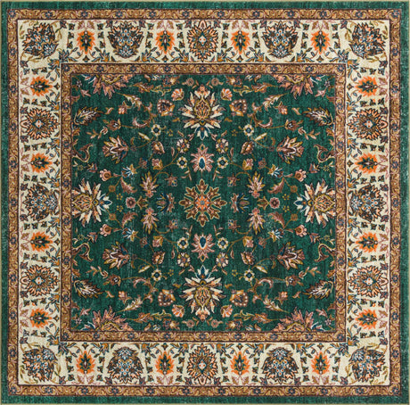 Emerald Green 8' x 8' Medina Washable Square Rug