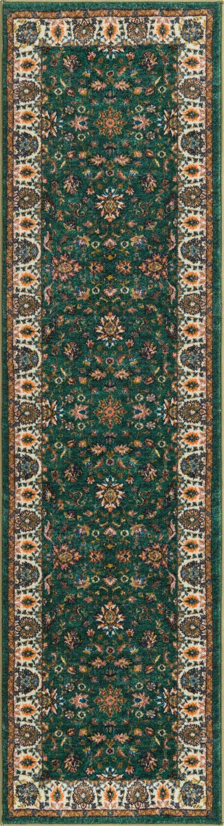 Emerald Green 2' 2 x 8' Medina Washable Runner Rug