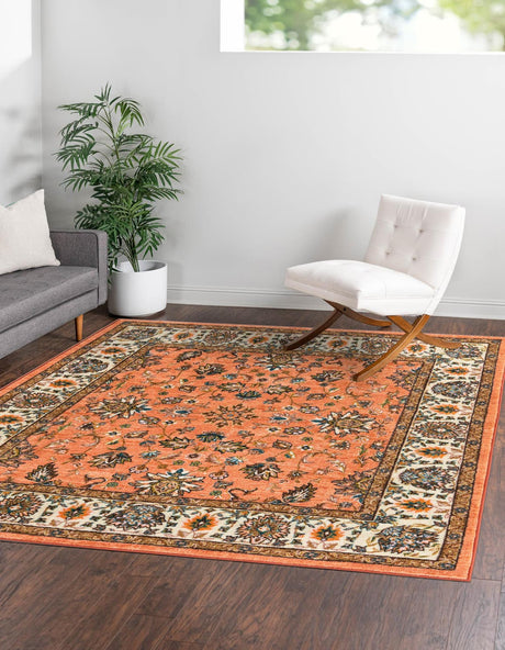Salmon 8' x 8' Medina Washable Square Rug