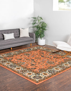 Salmon 8' x 8' Medina Washable Square Rug