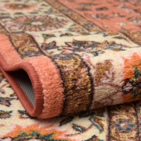 Washable Salmon 3' 3 x 3' 3 Medina Square Area Rug Easy to Clean Stain Resistant & Durable Polyester Classic Carpet for Home Decor & Design for Sale at Rug Engine