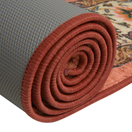 Washable Salmon 3' 3 x 3' 3 Medina Square Area Rug Easy to Clean Stain Resistant & Durable Polyester Classic Carpet for Home Decor & Design for Sale at Rug Engine