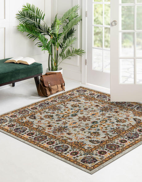 Washable Cloud Gray 5' 3 x 5' 3 Medina Square Area Rug Easy to Clean Stain Resistant & Durable Polyester Classic Carpet for Home Decor & Design for Sale at Rug Engine