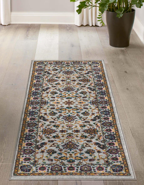 Washable Cloud Gray 2' 2 x 6' Medina Runner Area Rug Easy to Clean Stain Resistant & Durable Polyester Classic Carpet for Home Decor & Design for Sale at Rug Engine