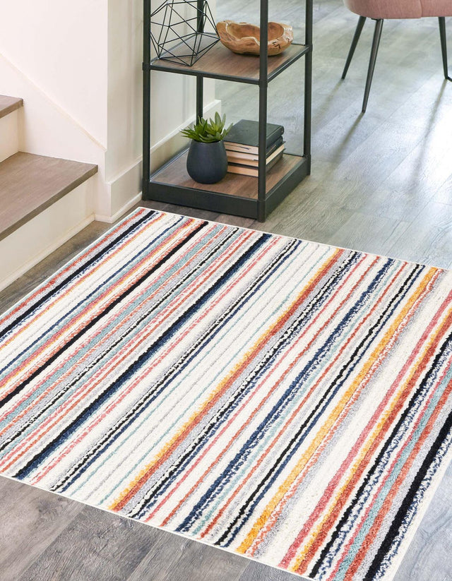 Ivory 5' 3 x 5' 3 Tagine Square Area Rug Durable 100% Polyester Modern Unique Easy Clean Carpet for Indoor Home Decor for Sale at Rug Engine