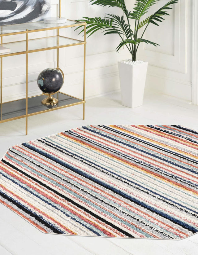 Ivory 7' 10 x 7' 10 Tagine Octagon Area Rug Durable 100% Polyester Modern Unique Easy Clean Carpet for Indoor Home Decor for Sale at Rug Engine