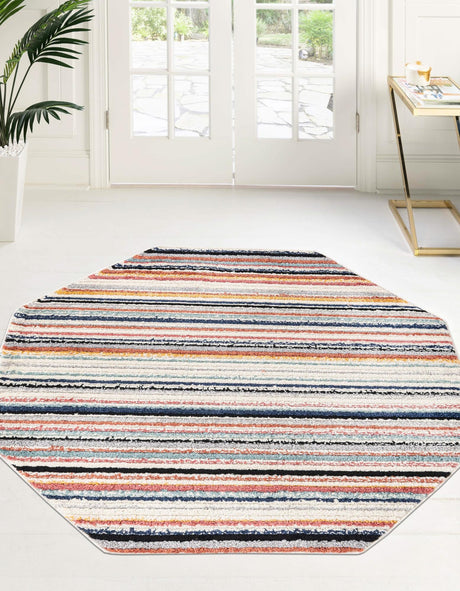 Ivory 7' 10 x 7' 10 Tagine Octagon Area Rug Durable 100% Polyester Modern Unique Easy Clean Carpet for Indoor Home Decor for Sale at Rug Engine