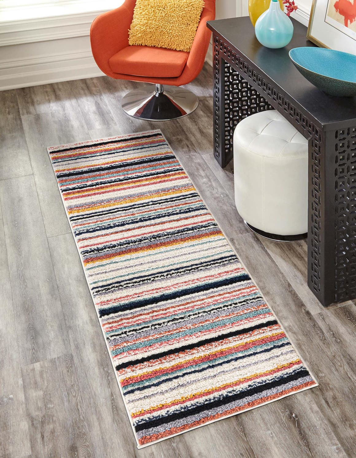 Ivory 2' x 7' 10 Tagine Runner Area Rug Durable 100% Polyester Modern Unique Easy Clean Carpet for Indoor Home Decor for Sale at Rug Engine