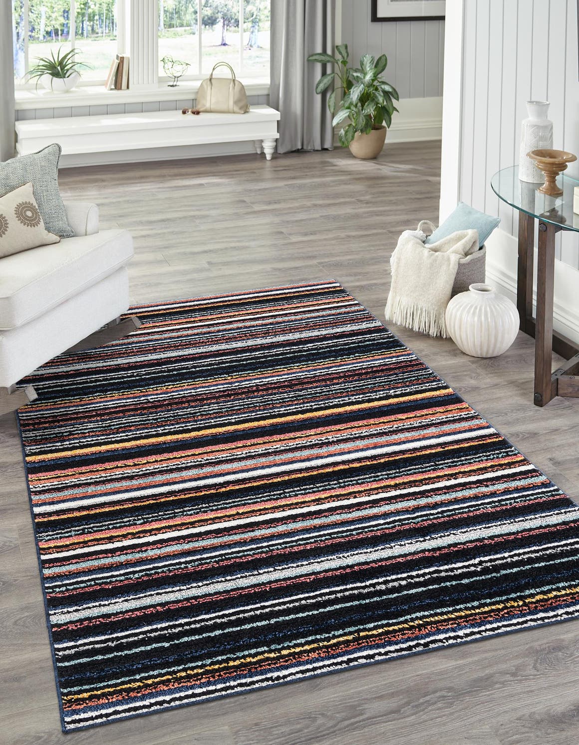 Multicolor 5' 3 x 8' Tagine Rectangle Area Rug Durable 100% Polyester Modern Unique Easy Clean Carpet for Indoor Home Decor for Sale at Rug Engine