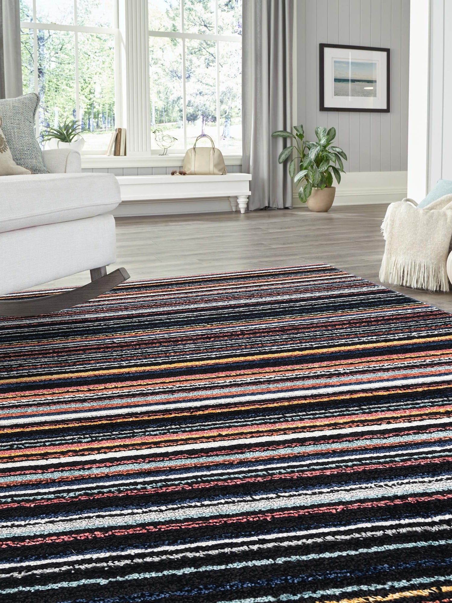 Multicolor 4' x 6' Tagine Rectangle Area Rug Durable 100% Polyester Modern Unique Easy Clean Carpet for Indoor Home Decor for Sale at Rug Engine