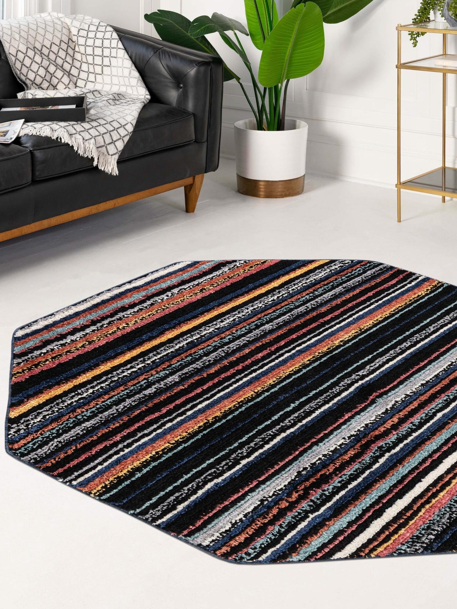 Multicolor 5' 3 x 5' 3 Tagine Octagon Area Rug Durable 100% Polyester Modern Unique Easy Clean Carpet for Indoor Home Decor for Sale at Rug Engine