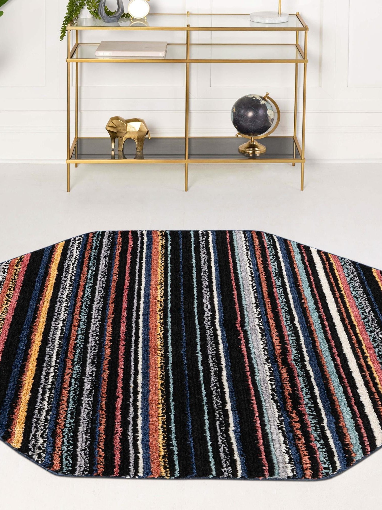 Multicolor 5' 3 x 5' 3 Tagine Octagon Area Rug Durable 100% Polyester Modern Unique Easy Clean Carpet for Indoor Home Decor for Sale at Rug Engine