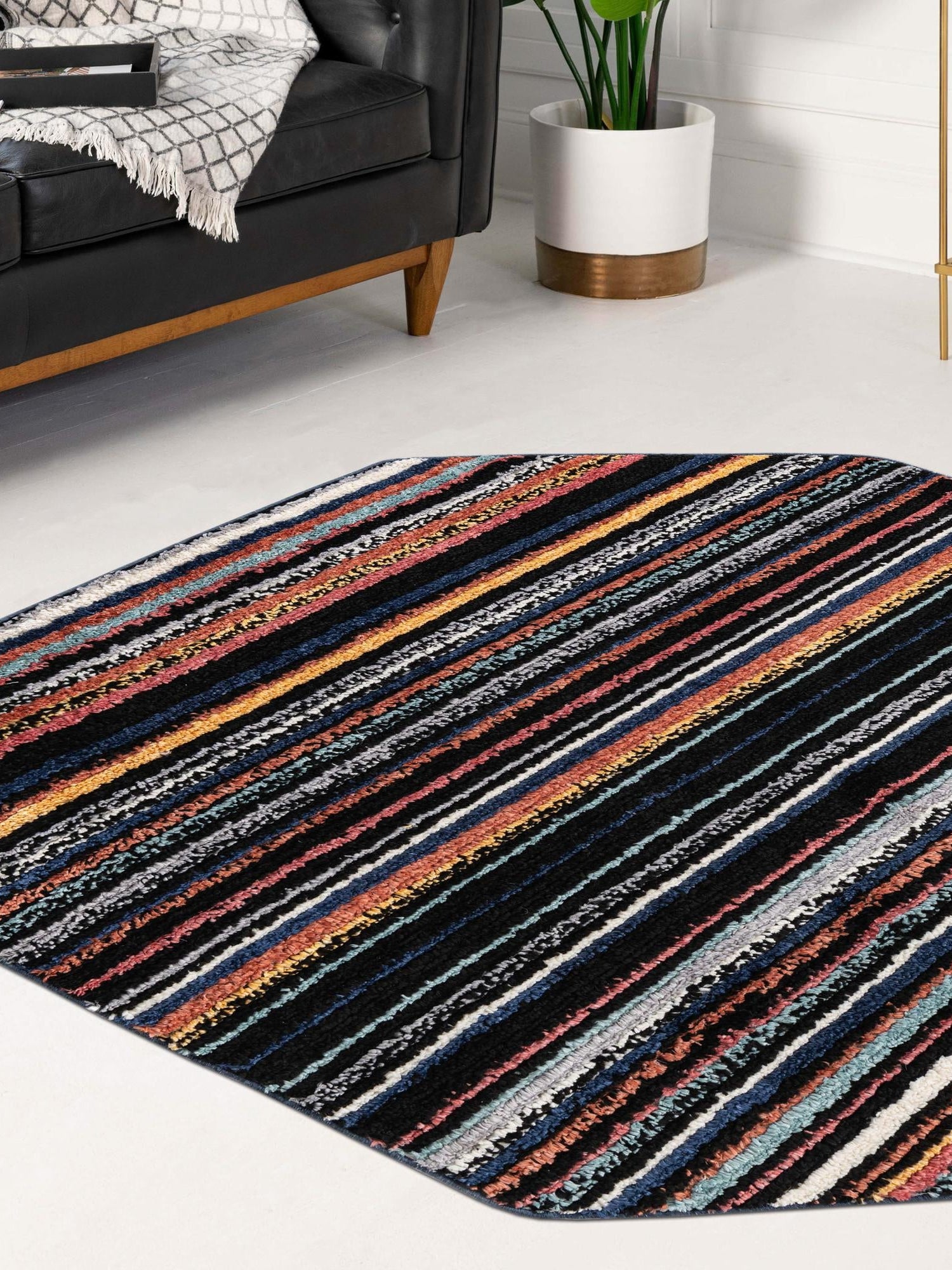 Multicolor 5' 3 x 5' 3 Tagine Octagon Area Rug Durable 100% Polyester Modern Unique Easy Clean Carpet for Indoor Home Decor for Sale at Rug Engine